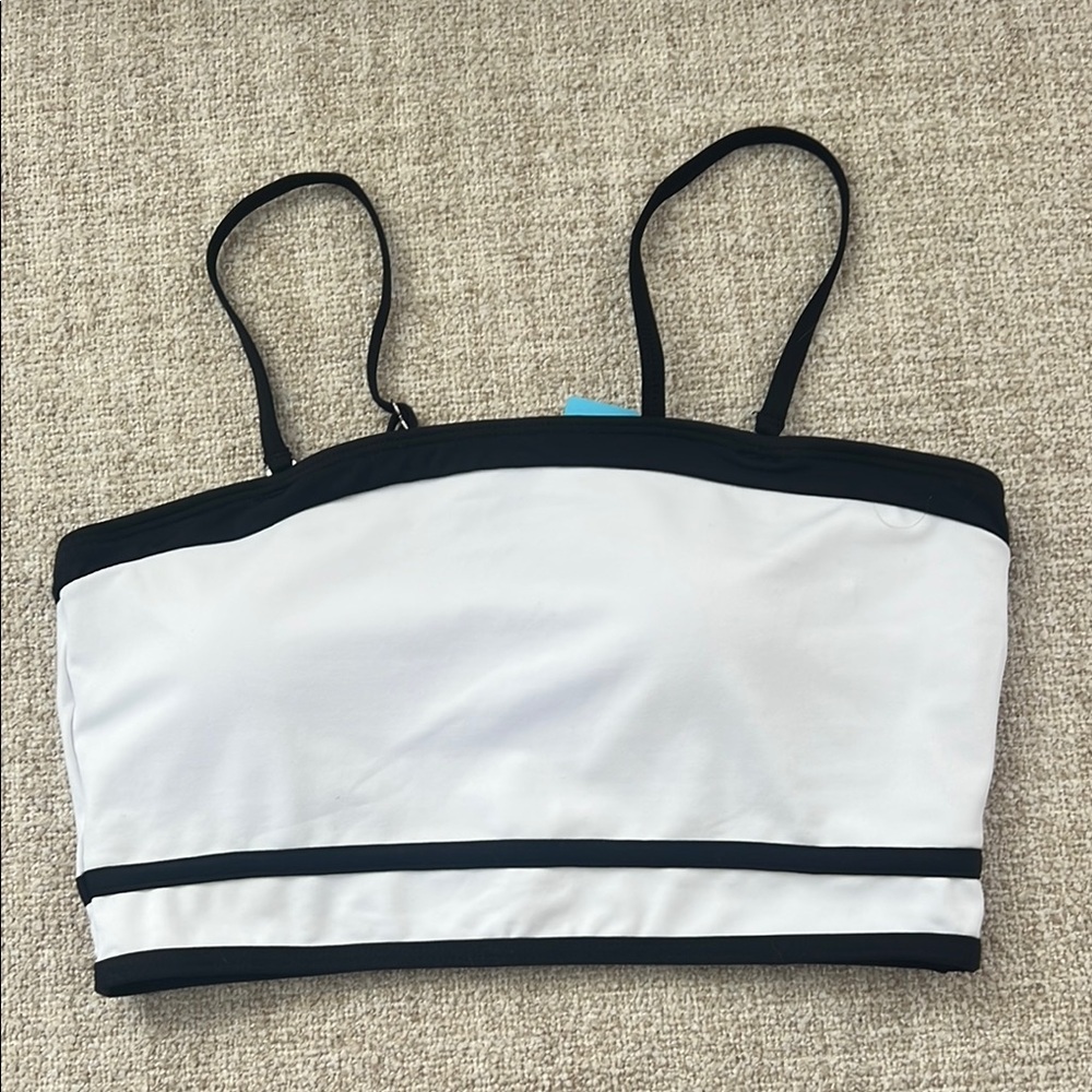 Younique Women’s Stylish Black and White Bandeau style Bikini Top Size Small 🟢